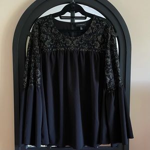 EUC LANE BRYANT LACE-TRIMMED SWING TOP